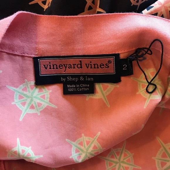Vineyard Vines Reversible Wrap Skirt Blue/Pink Compass Antique Helm Print 2 - Picture 4 of 6
